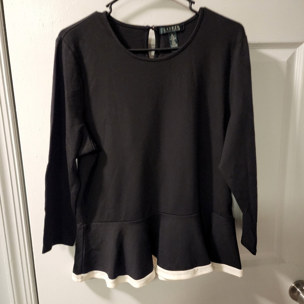 Lauren Ralph Lauren Shirt women's extra large shirt black with white trim casual